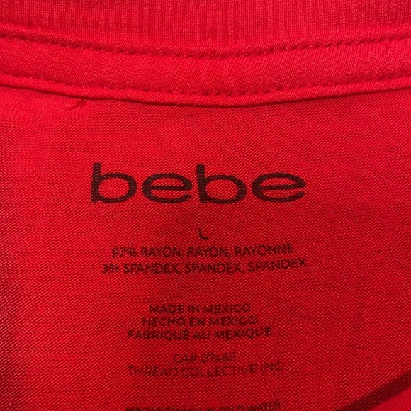 Bebe Woman’s Y2K Red Short Sleeve Fitted T Shirt Size Large - Picture 3 of 5